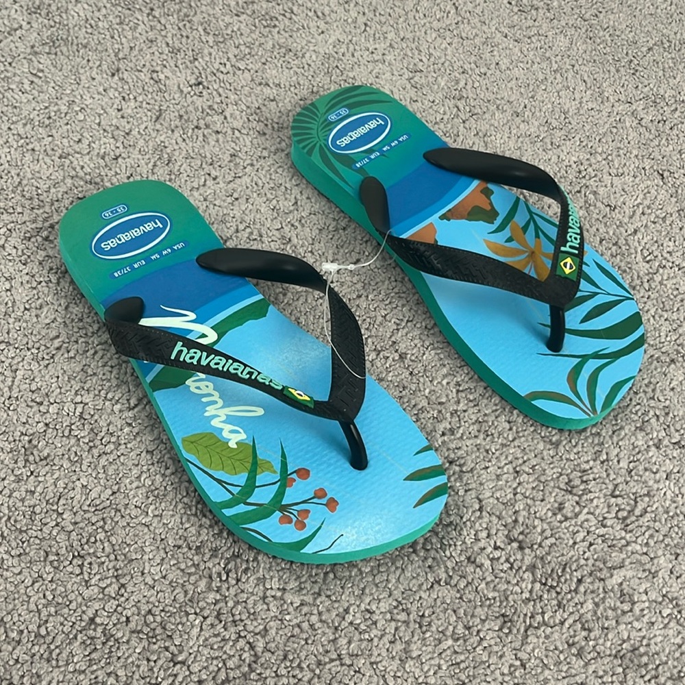 Havaianas Blue Tropical Noronha Brazil Flip Flops